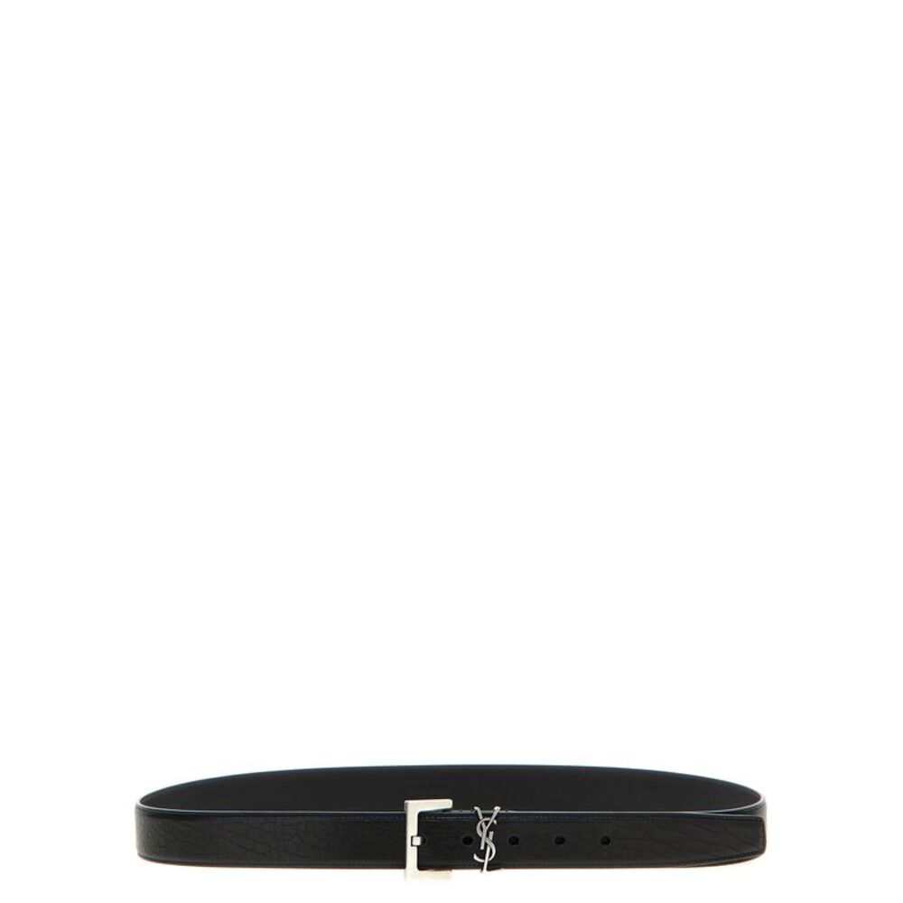 Saint Laurent Black Leather Regular Men's Belt
